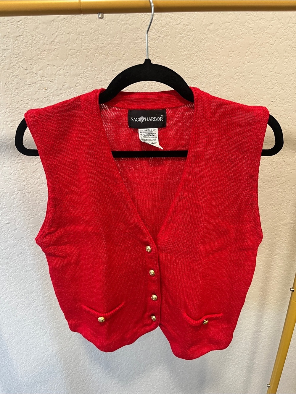 Vintage 90’s Sag Harbor Red V-Neck Button-Front Vest